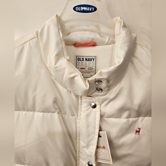 NWT - Down & Waterfowl Filled Old Navy White Vest - Size XXL- Microfleece - Picture 8 of 11